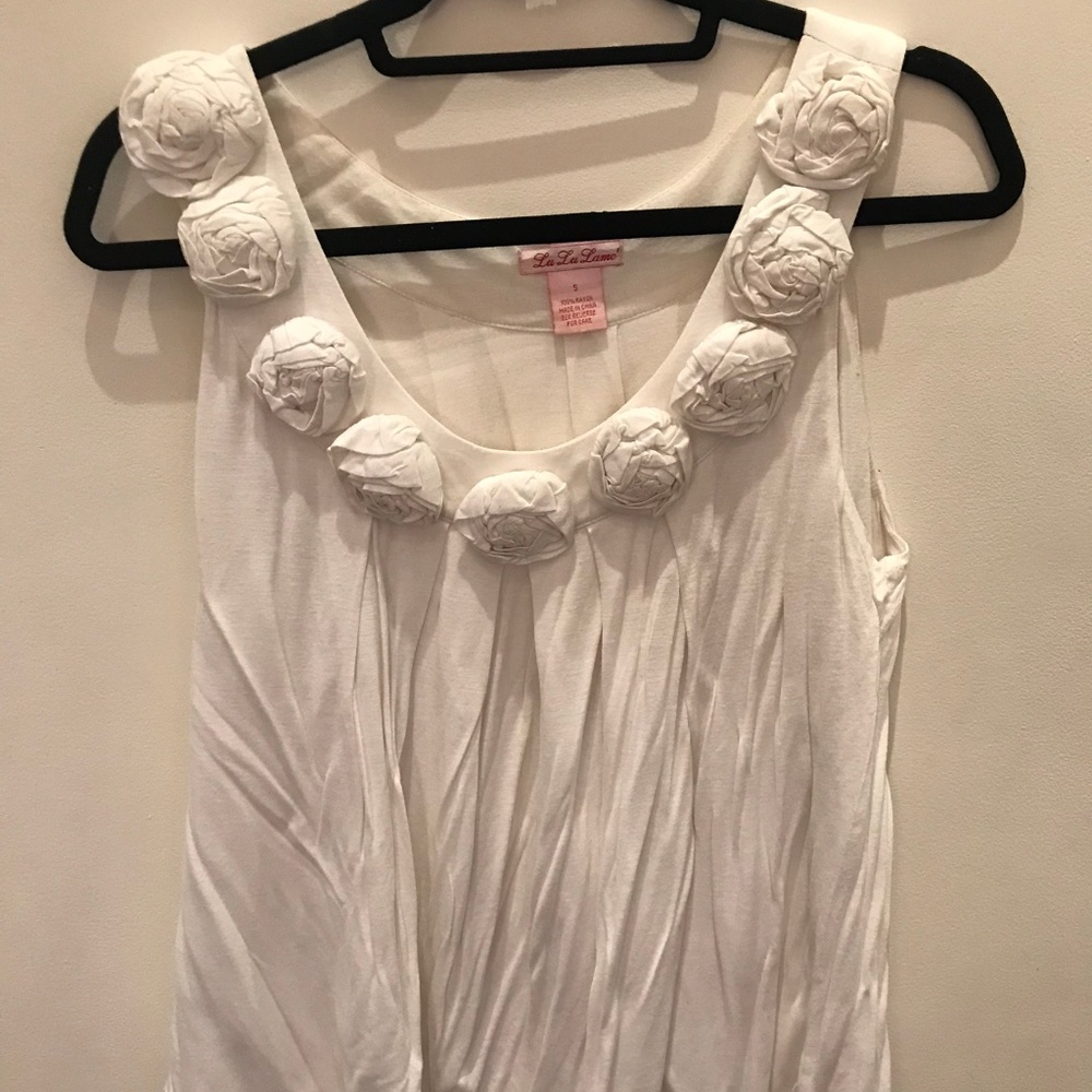 White Cotton Flowy Top with Flowers